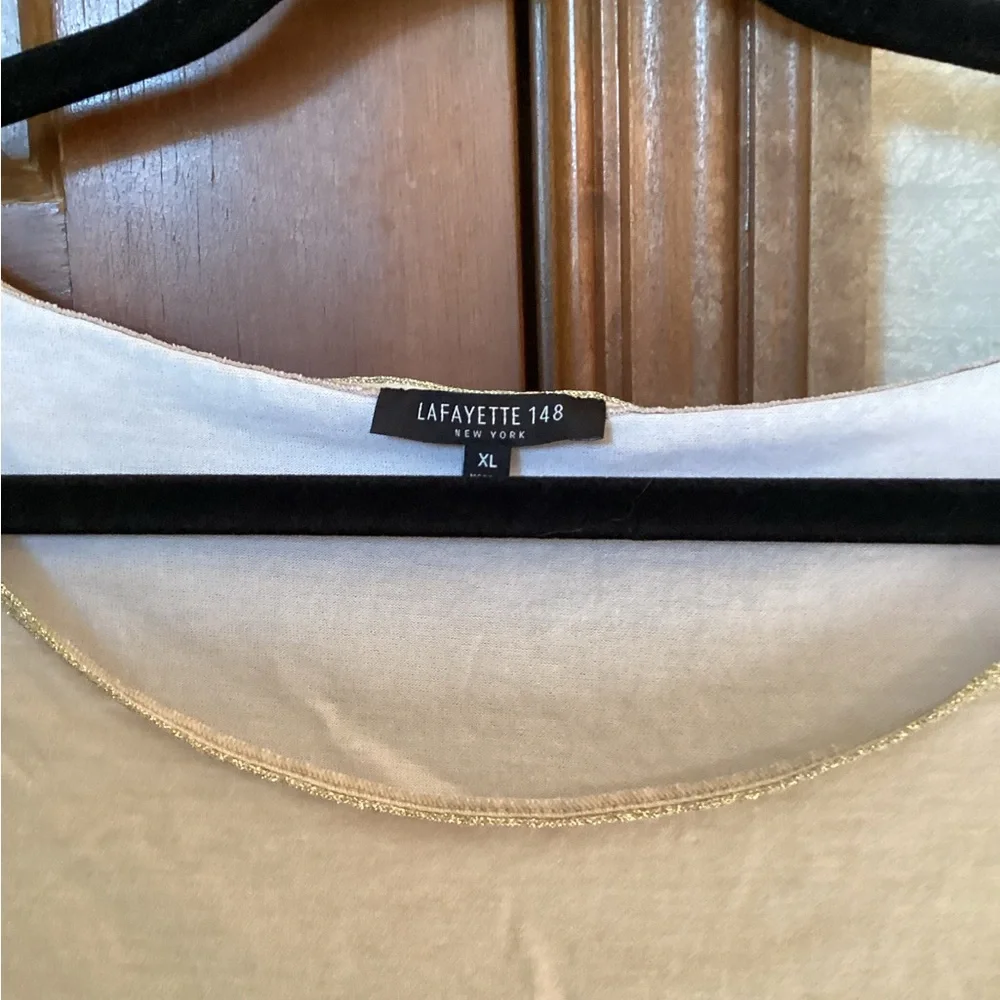 Lafayette 148 New York Cream Short Sleeve Tee - Picture 2 of 2